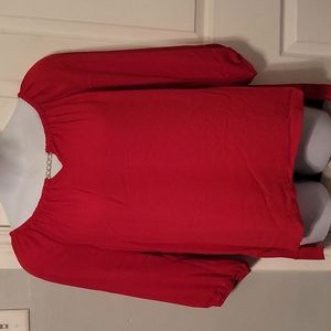 *NWT Sami and Jo 3/4 sleeve Notch Neck Chain Trim Hi Low Petite Blouse